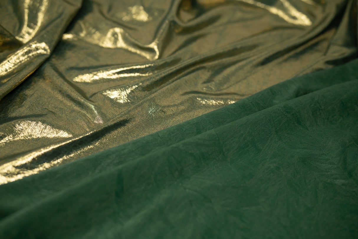 Claudette Creased Foiled Spandex Fabric - Creased Foil, 54" Width (1 Yard)