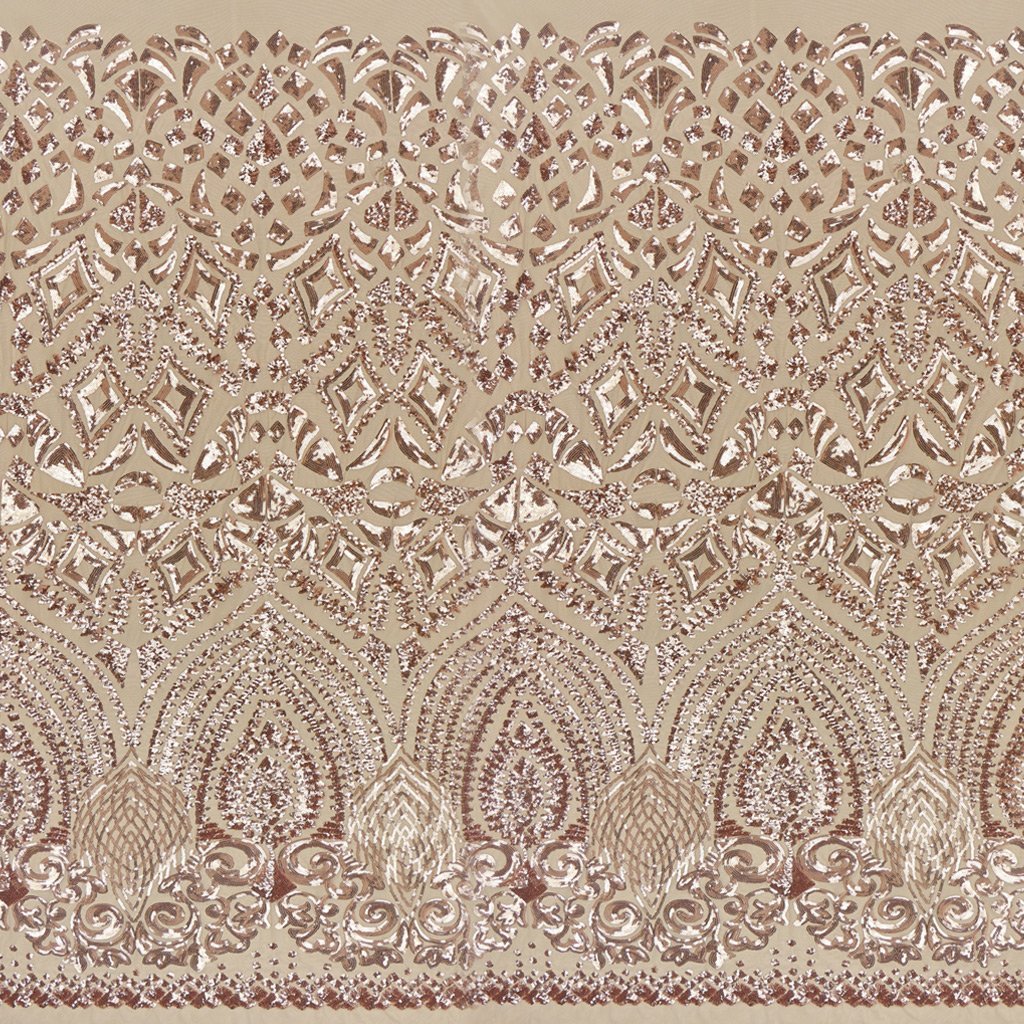Cleopatra Stretch Mesh Sequin Fabric - Black/Gold, Black/Silver, Tan/Gold, Tan/Rose Gold, 54" Width (1 Yard)