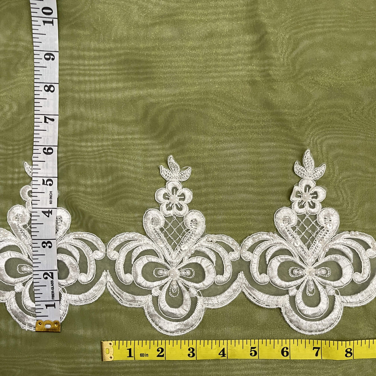 Beaded Corded Lace Trimming Ivory