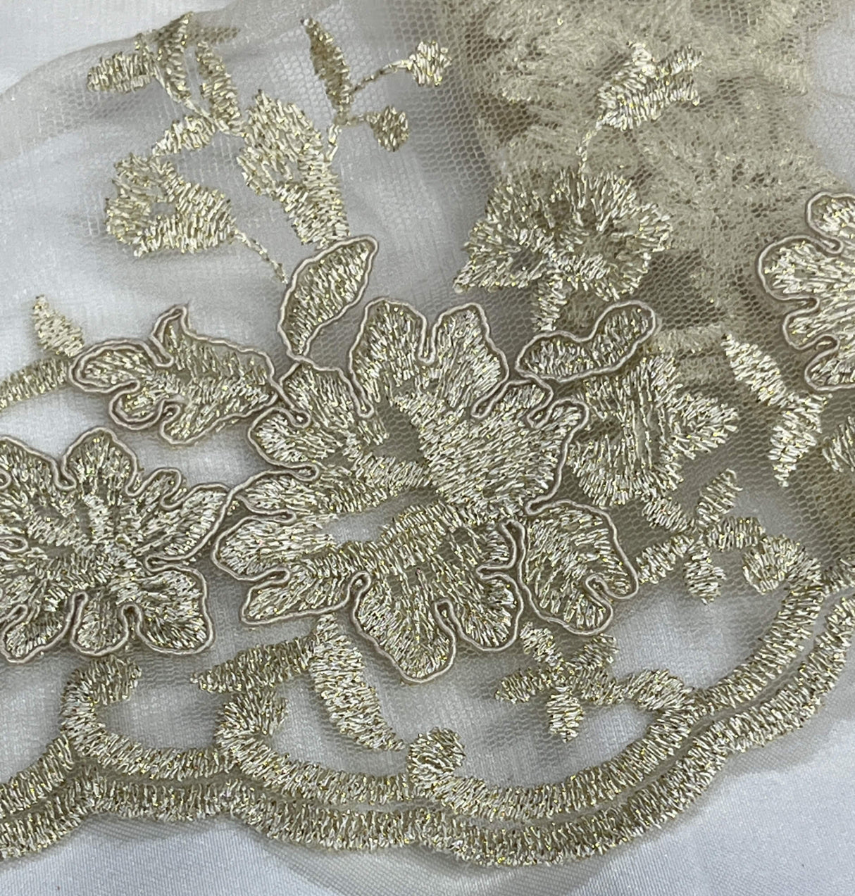 Corded Floral Lace Fabric Ivory