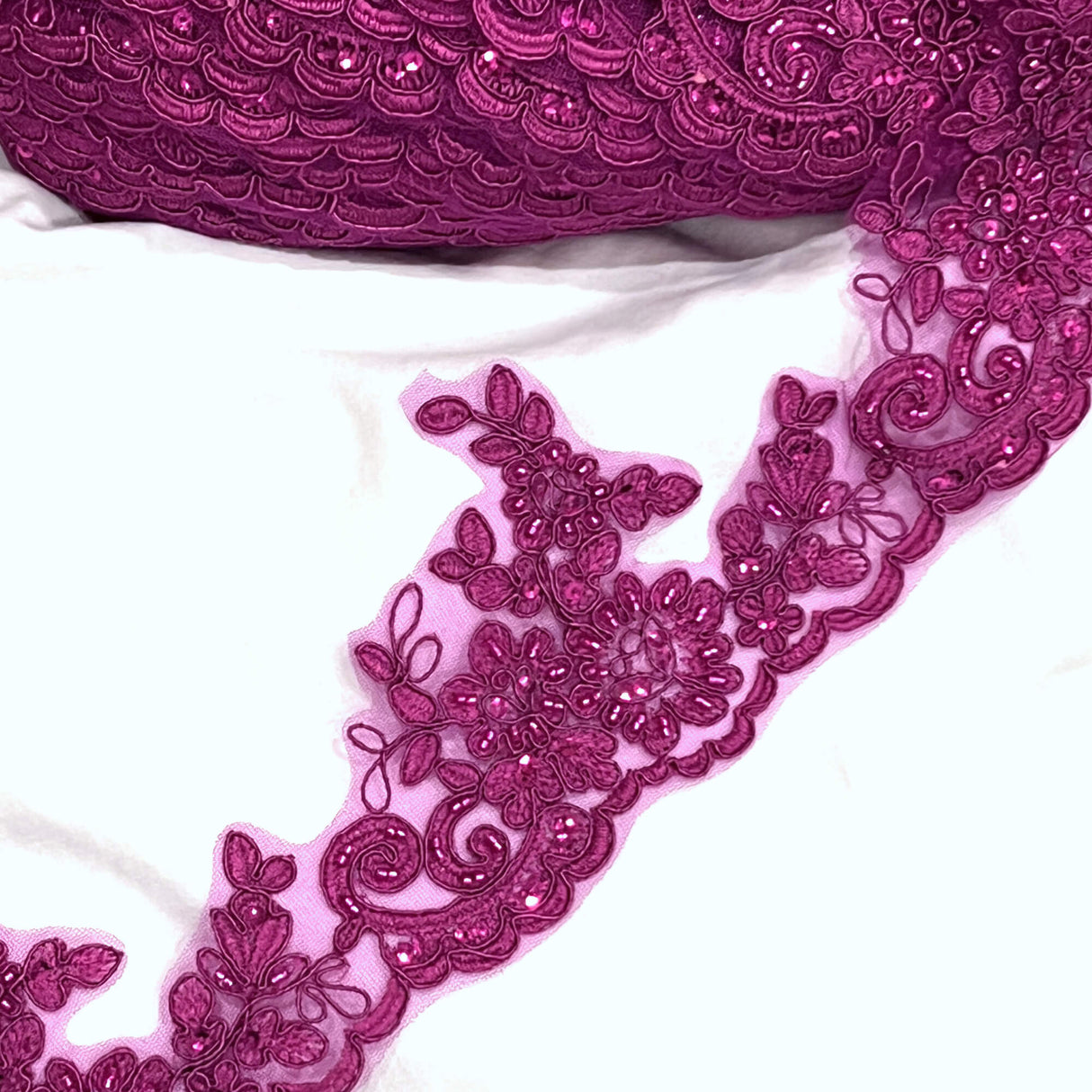 Beaded Corded Lace Trimming 4"