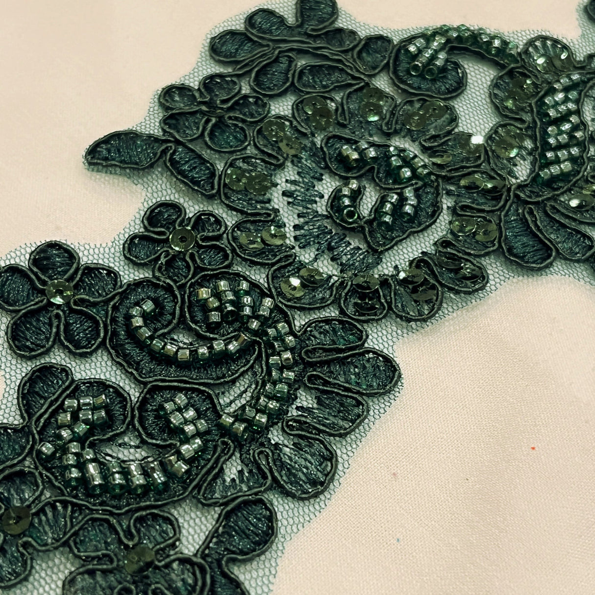 Beaded Floral Lace Applique