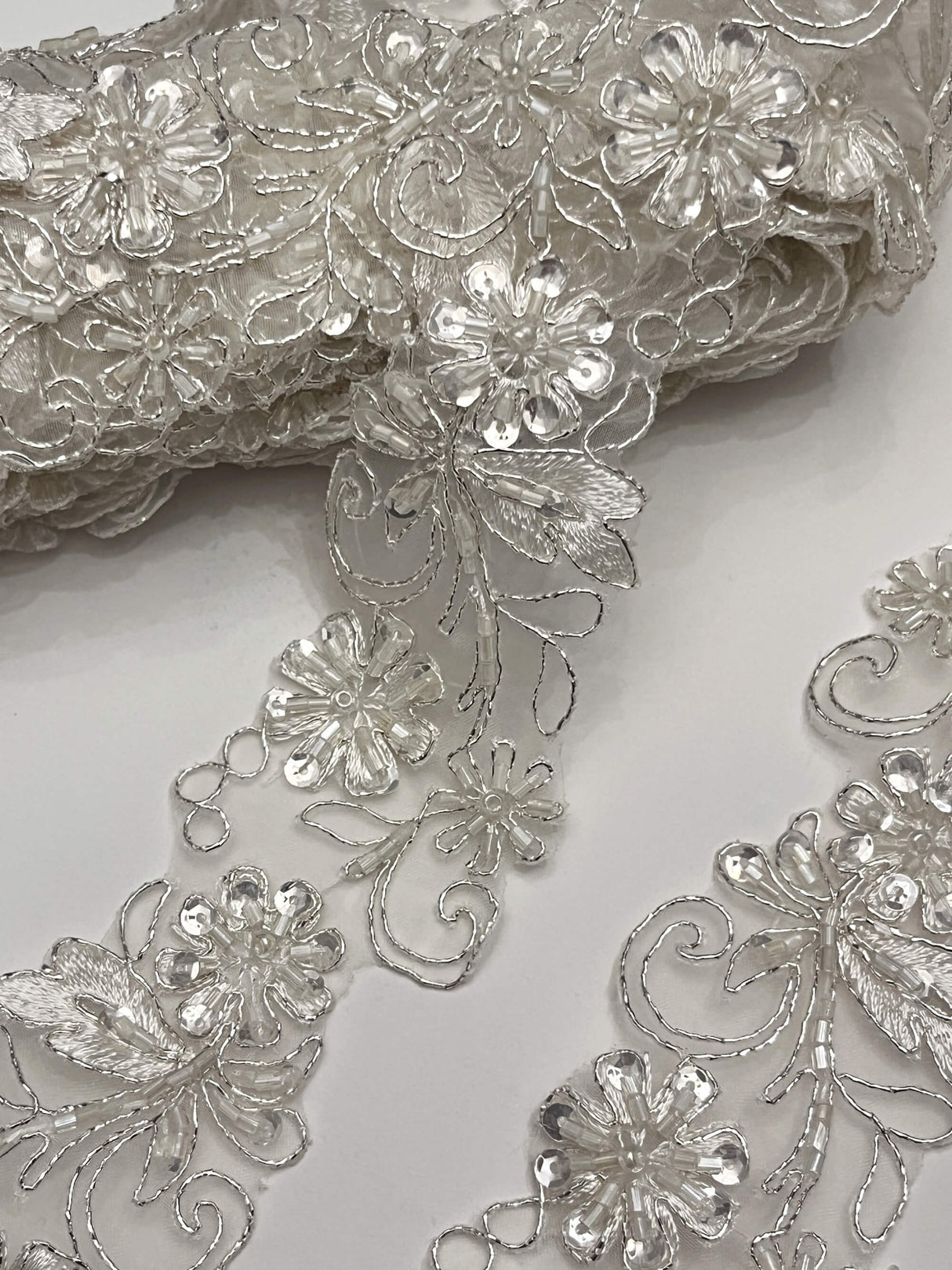 Beaded Corded Lace Trim