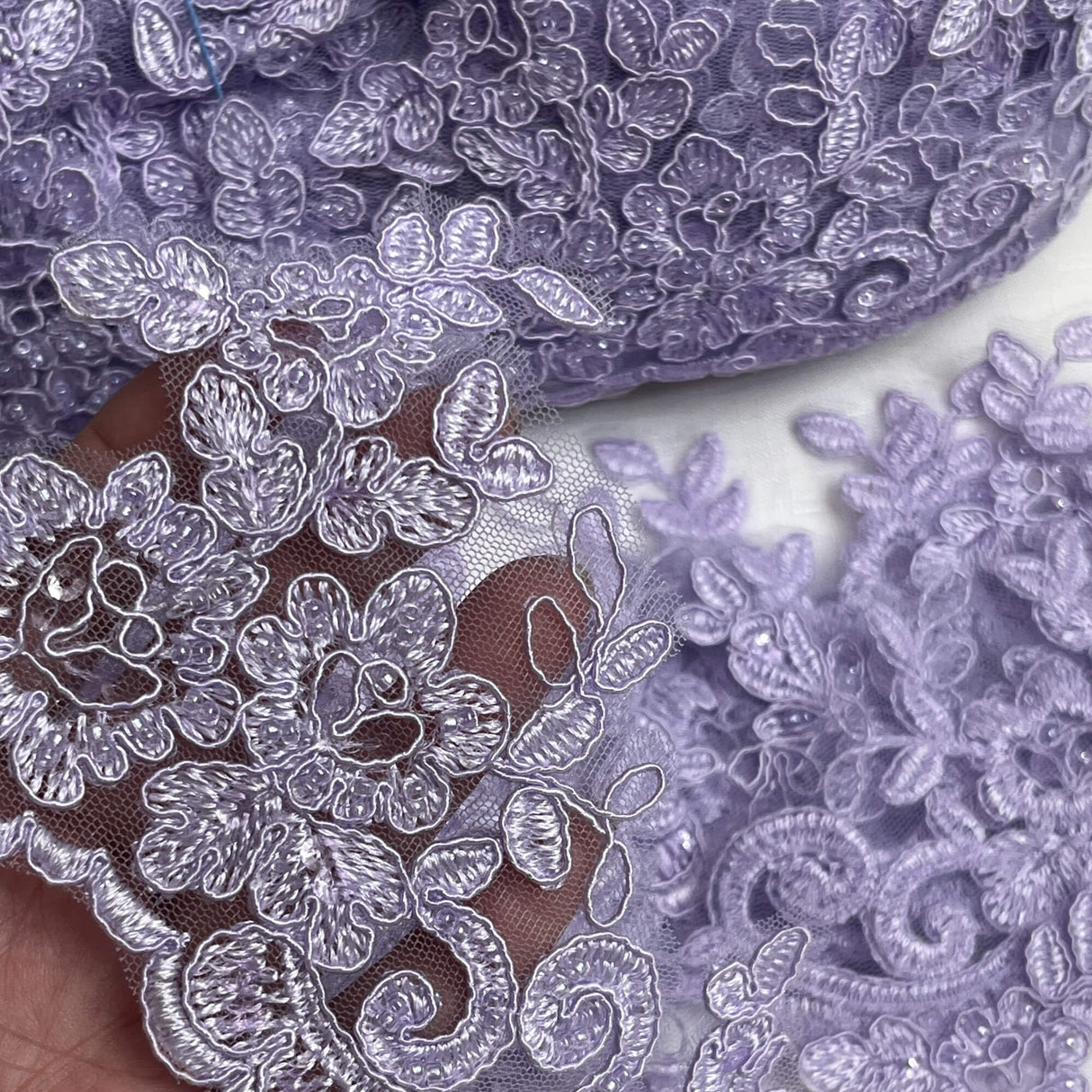 Beaded Corded Lace Trimming 4"