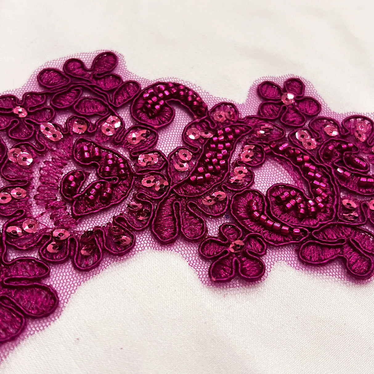 Beaded Floral Lace Applique