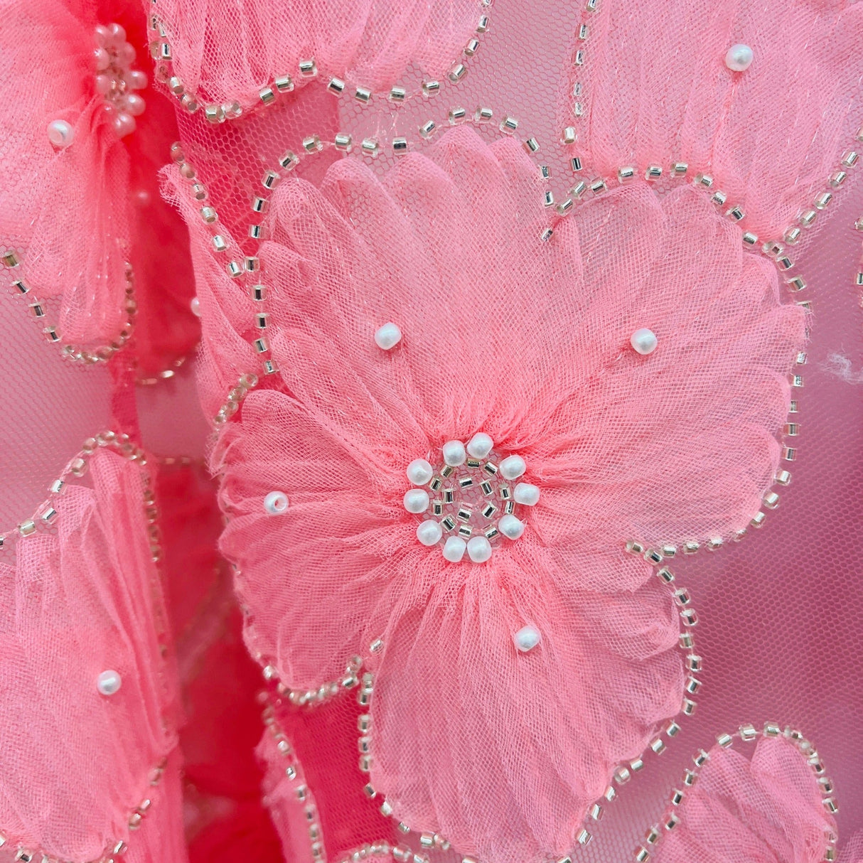 Beaded 3D Floral Lace Fabric 52" Wide