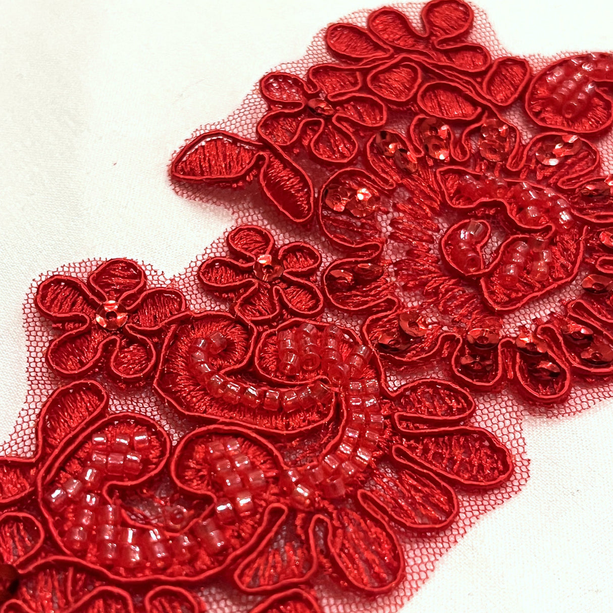 Beaded Floral Lace Applique