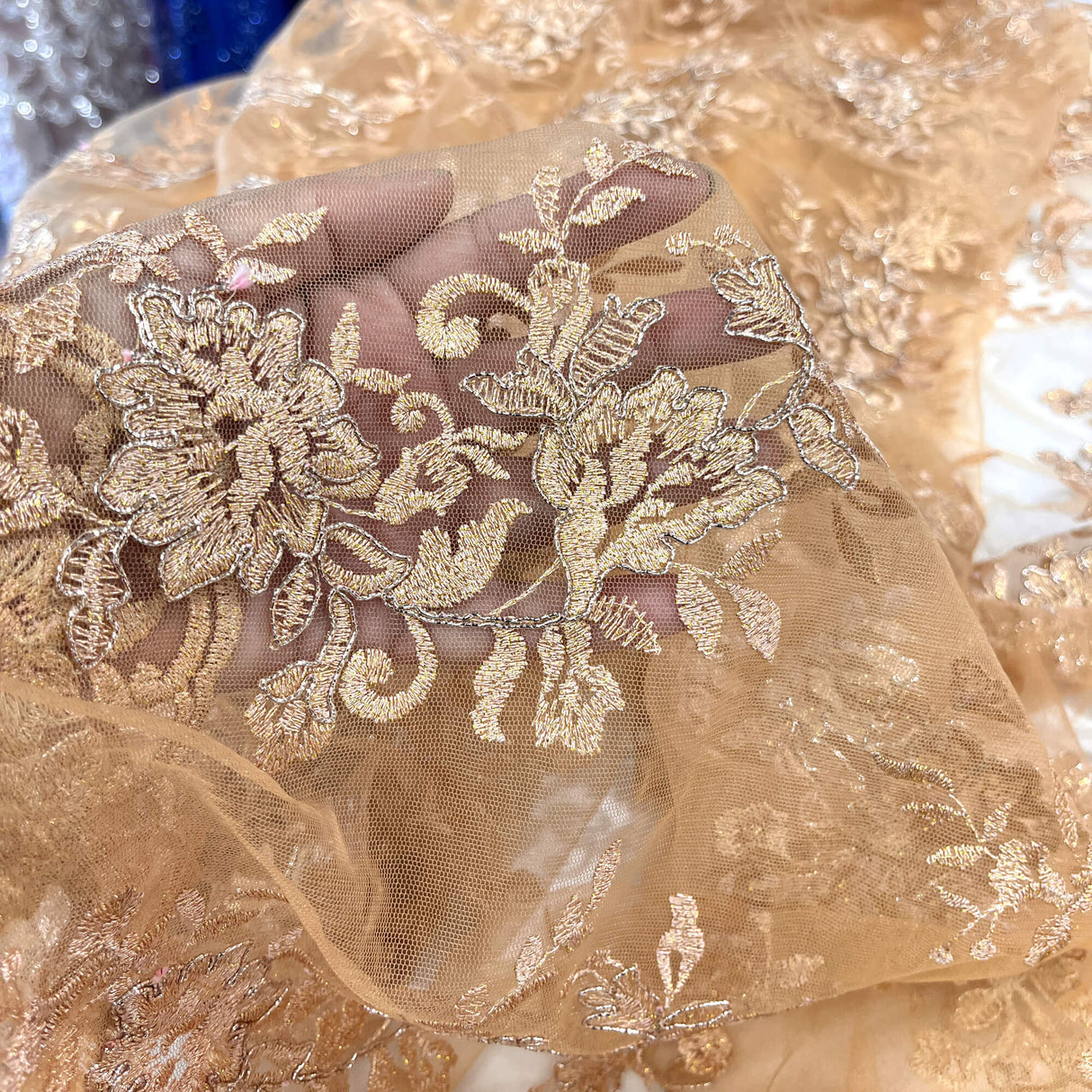 Corded Floral Lace Fabric Ivory