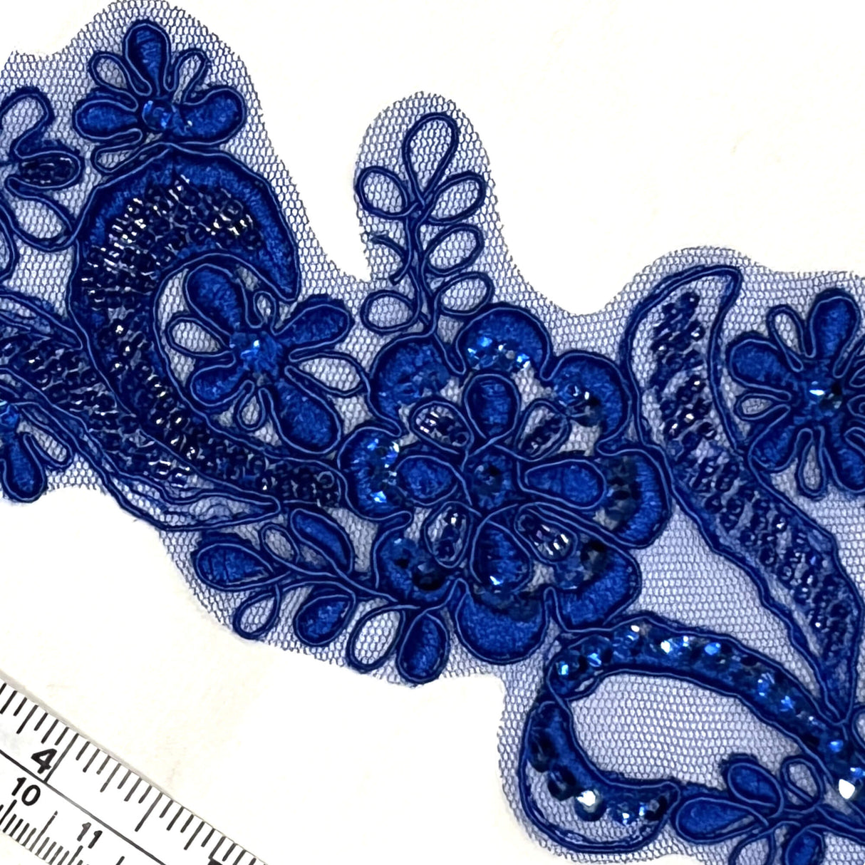 Beaded Corded Floral Lace Applique