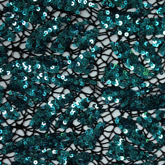 Cluster Lace Sequin Polyester Spandex Fabric - Black/Blue, Black/Fuchsia, White/Silver, 58/60" Width (1 Yard)