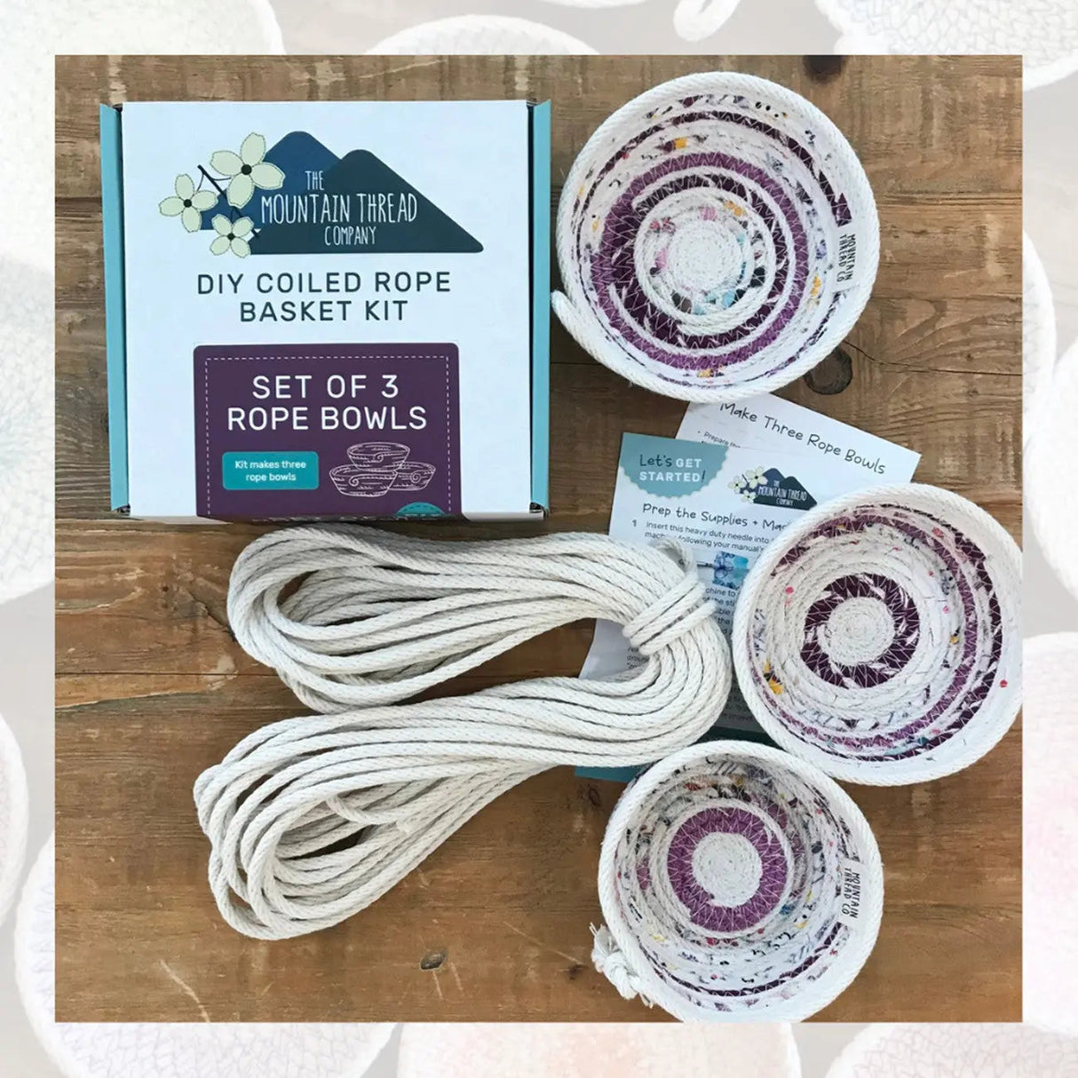 Cotton Rope Basket Kit Set of 3 Bowls