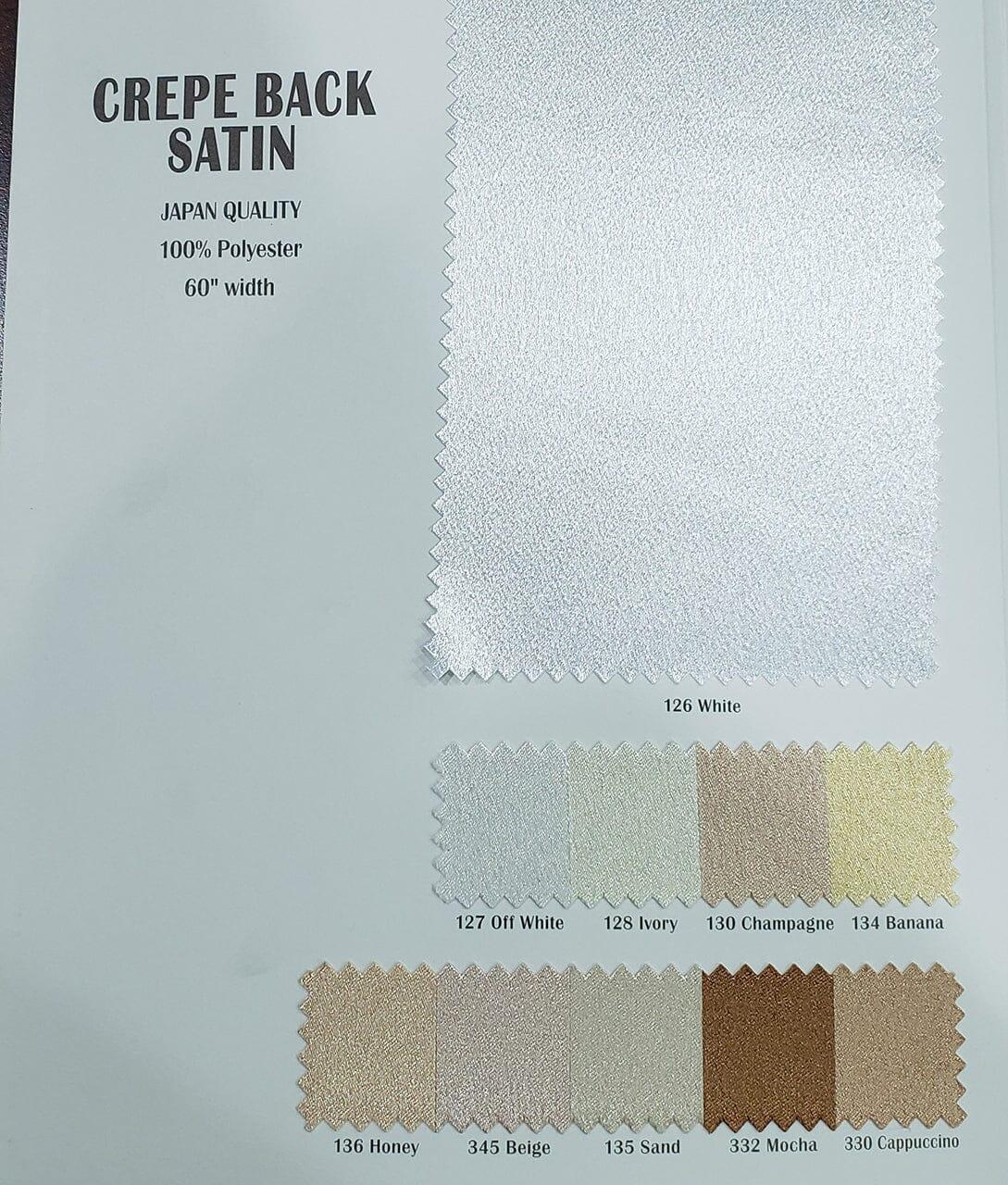 Superior Quality Crepe Back Satin Fabric - Multiple Colors, 58/60" Width (1 Yard)