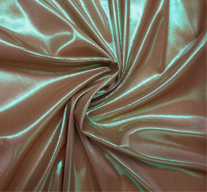 Computer Foil Polyester Fabric - Orange/Green Foil, 44/45" Width