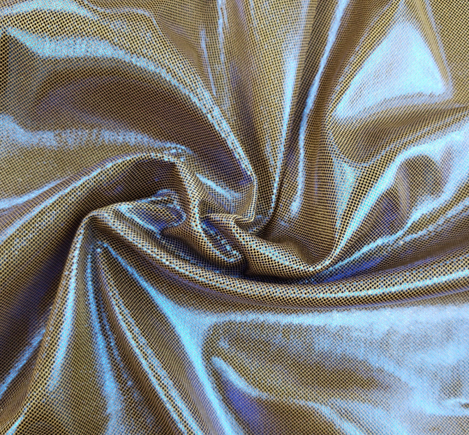 Computer Foil Polyester Fabric - Taupe/Blue, 44/45" Width