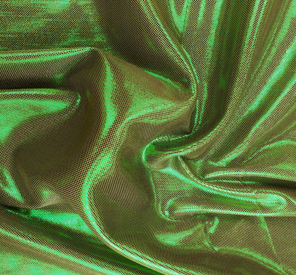 1 Yard Computer Foil Taupe/Green Fabric 44/45" Lightweight Sparkly Polyester for Dancewear & Apparel