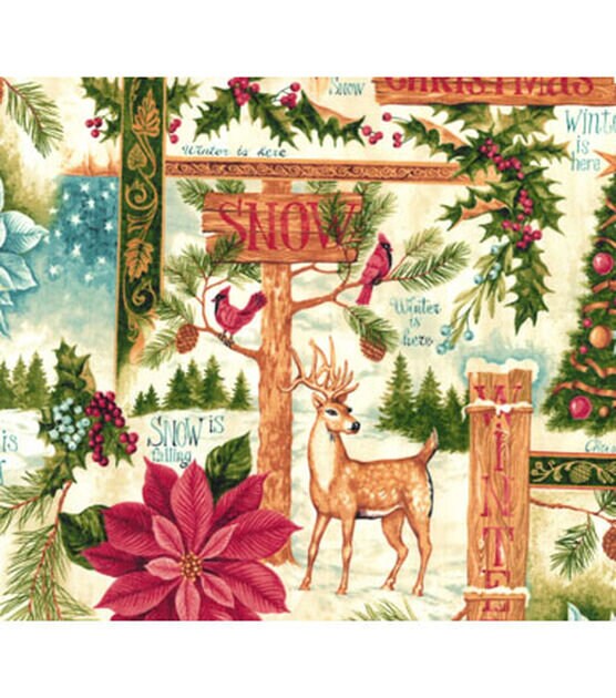 Quilting Cotton Compliments of the Season Christmas Fabric