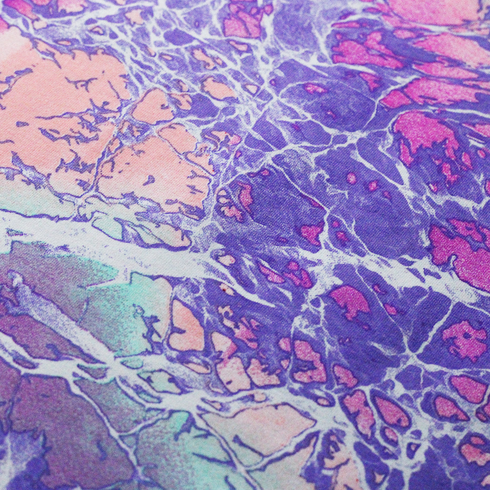 Icebreak Nylon Spandex Fabric - Purple and Orange Ice Print, 58/60" Width (1 Yard)