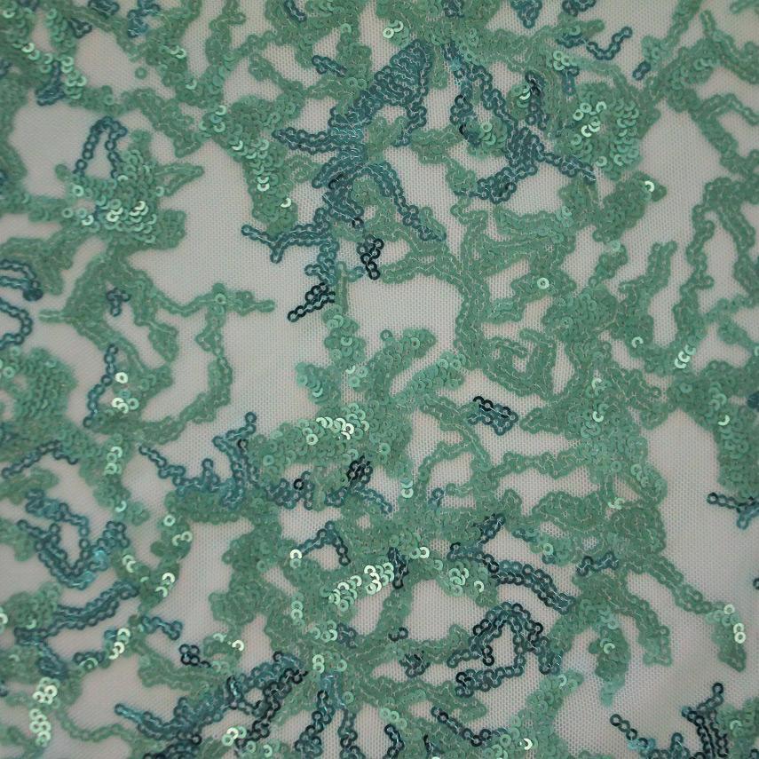 Stretch Mesh Sequin Fabric Coral Reef