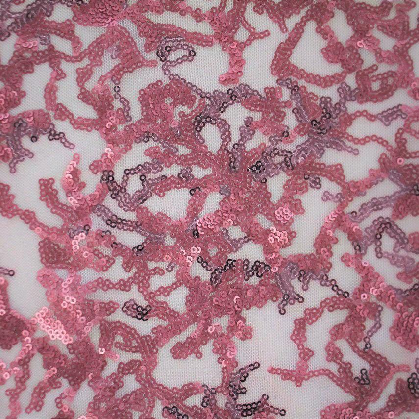 Stretch Mesh Sequin Fabric Coral Reef