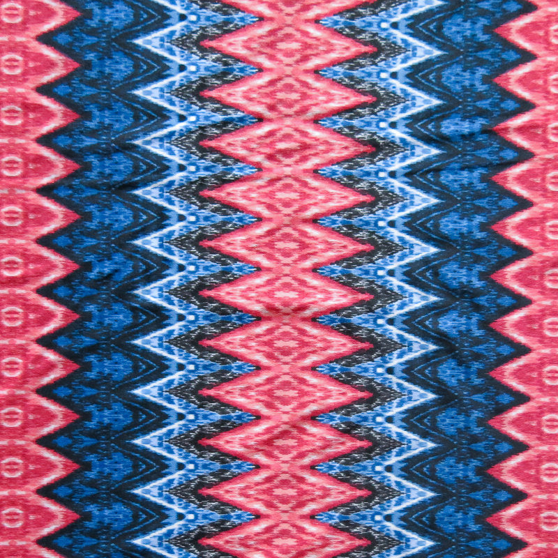 Swim Knit Coral and Navy Vertical Zig Zag 20" Remnant