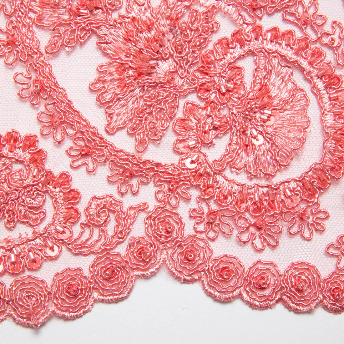 1 Yard 52" Wide Tulle Lace Fabric Embroidered with Beautiful Floral Sequin Patterns