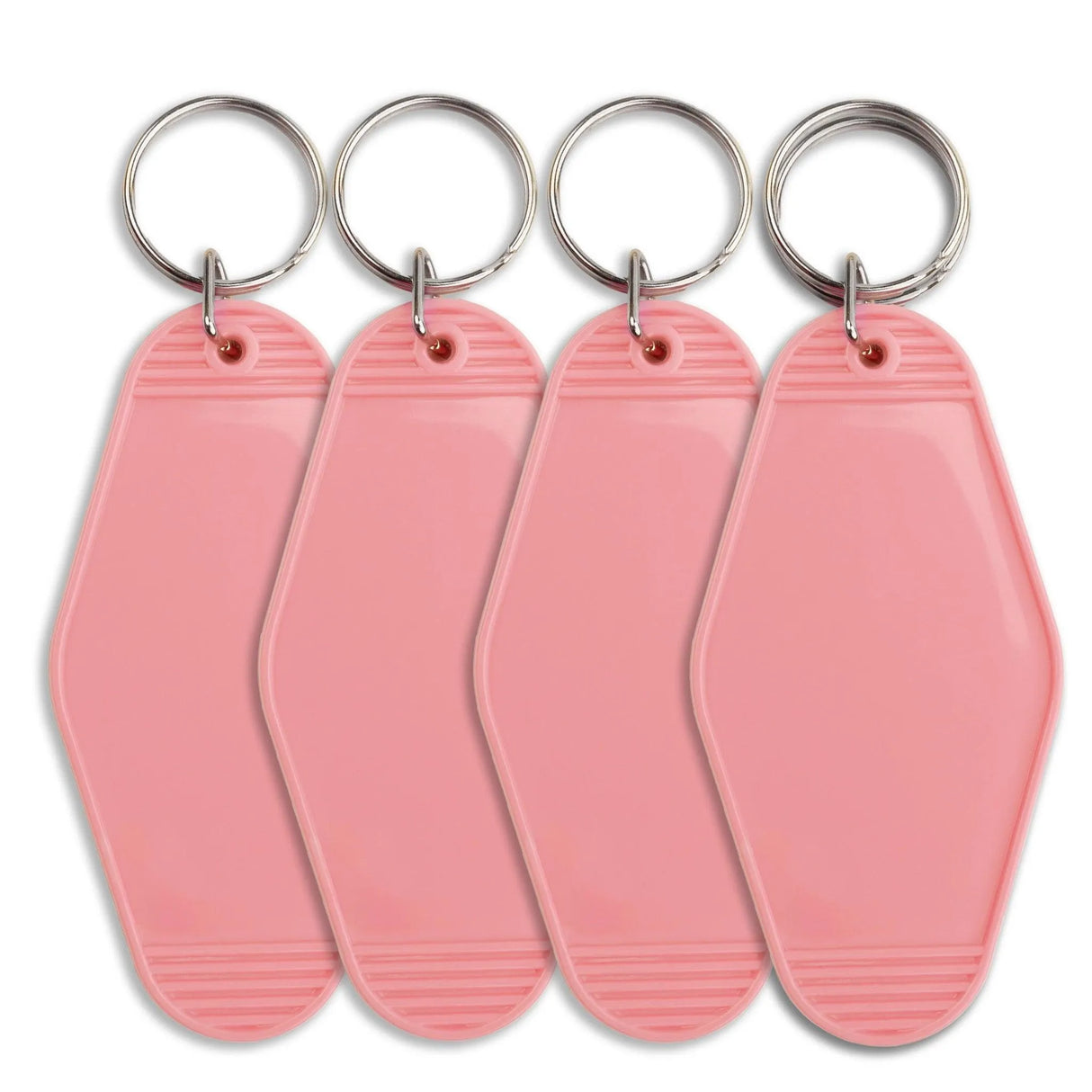 Retro Motel Keychain with Silver Ring - Coral Pink (4 per Set)