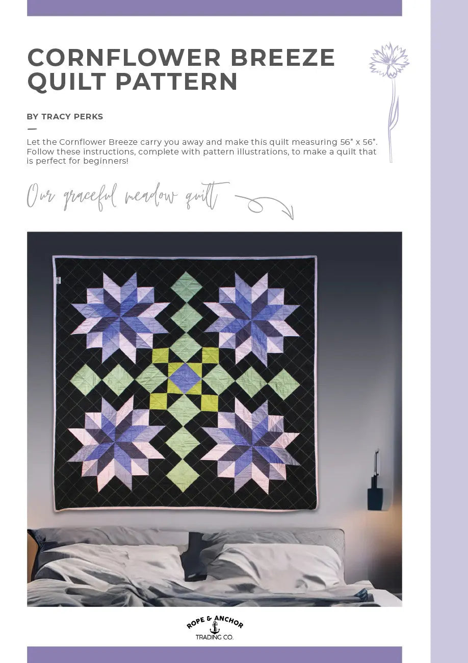 Quilt Pattern Cornflower Breeze 56in x 56in