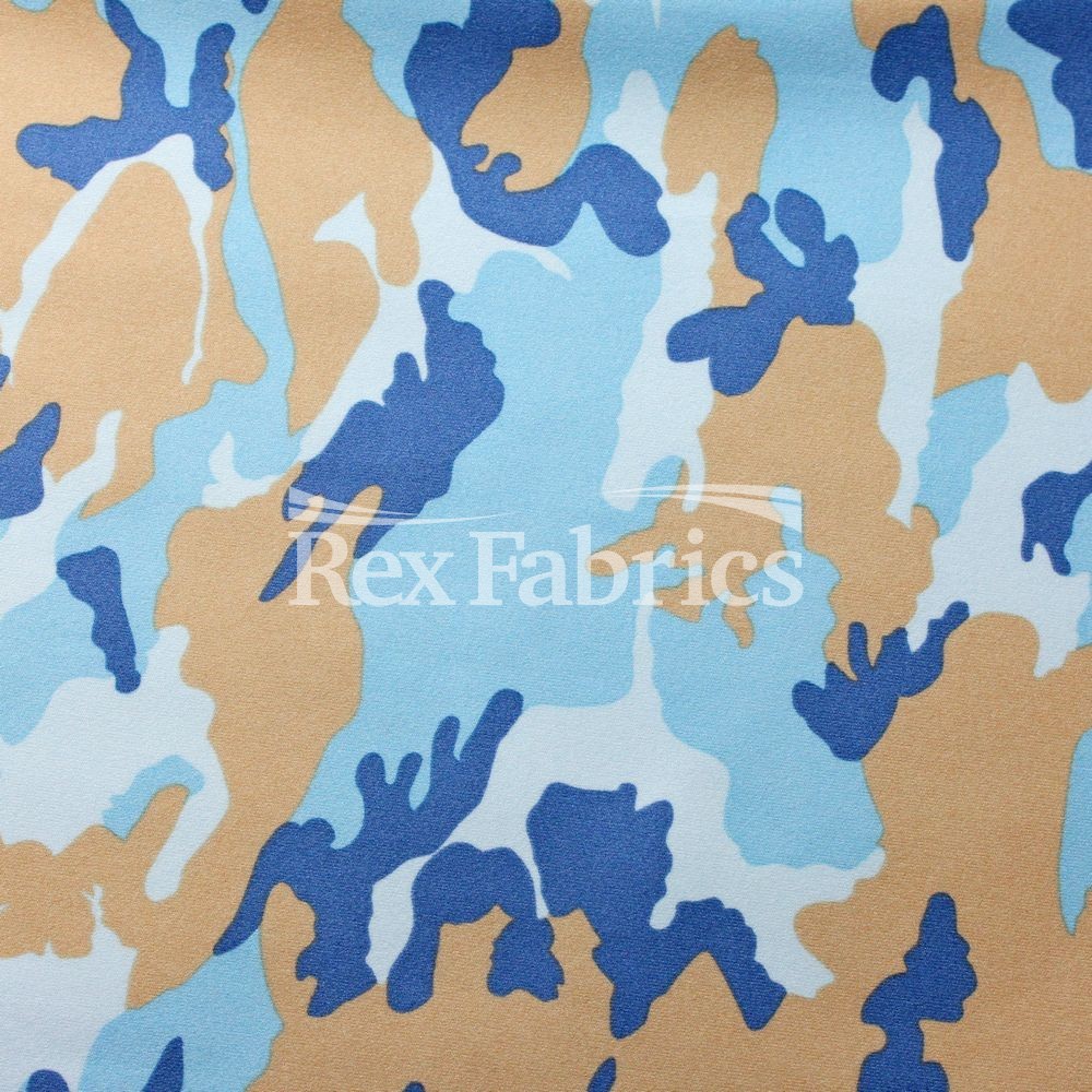 Conflict Camo Polyester Spandex Fabric - Purple/Grey/Blue/Green Camo Print, 58/60" Width, 4-Way Stretch (1 Yard)