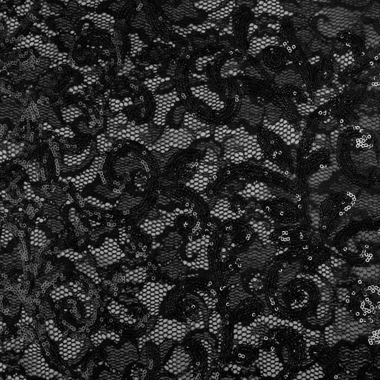 Cottage Garden Stretch Lace Sequin Fabric - Coral, Pink, Lilac, Periwinkle, Navy, Black, Gold, 58/60" Width (1 Yard)
