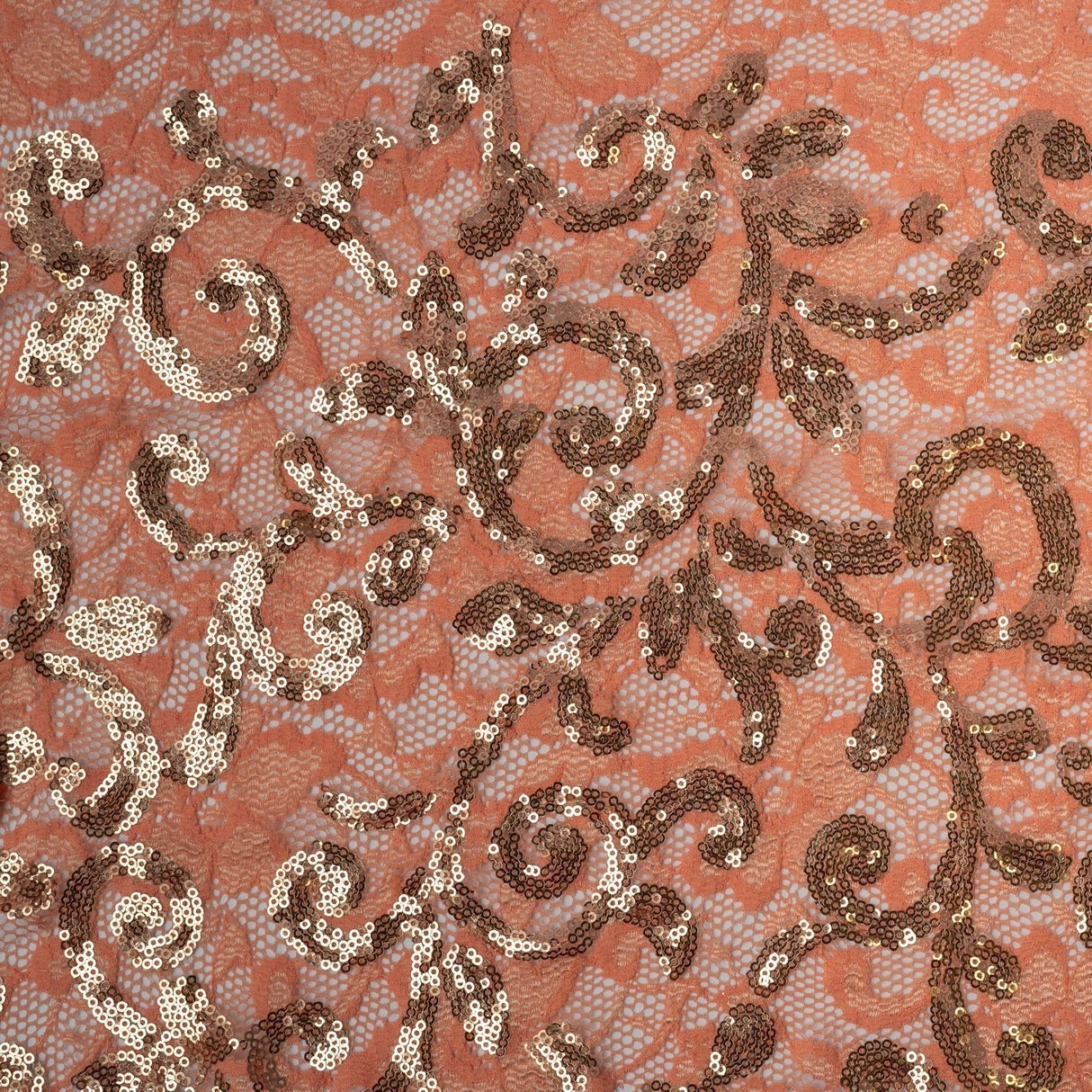 Cottage Garden Stretch Lace Sequin Fabric - Coral, Pink, Lilac, Periwinkle, Navy, Black, Gold, 58/60" Width (1 Yard)