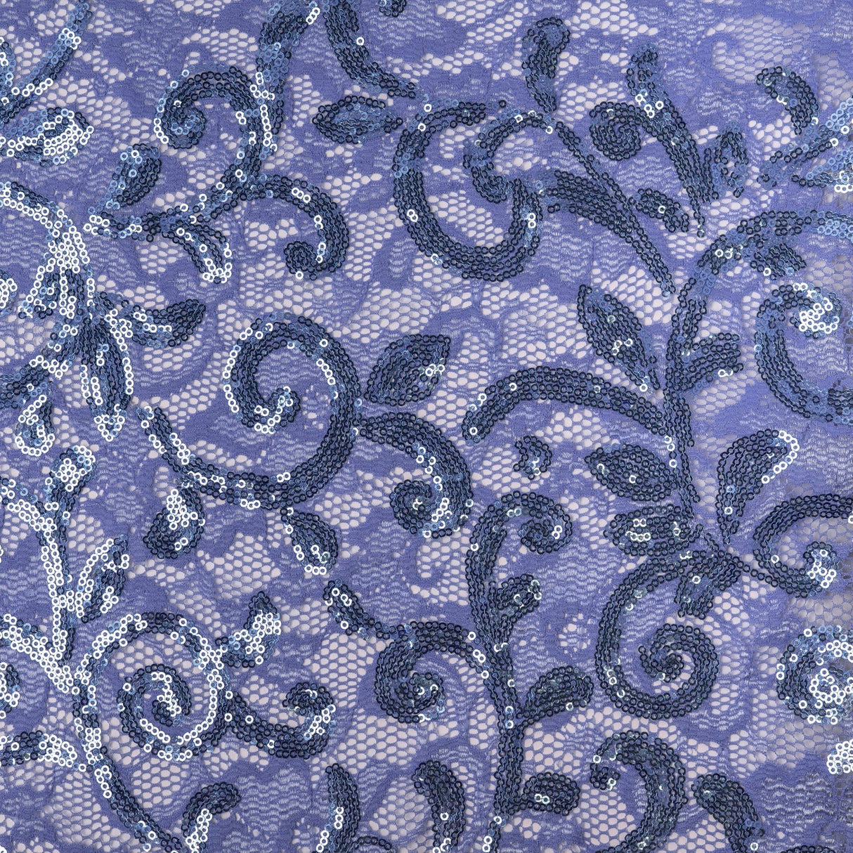 Cottage Garden Stretch Lace Sequin Fabric - Embroidered Sequin Lace, 58/60" Cut Width, 50" Usable Width (1 Yard)