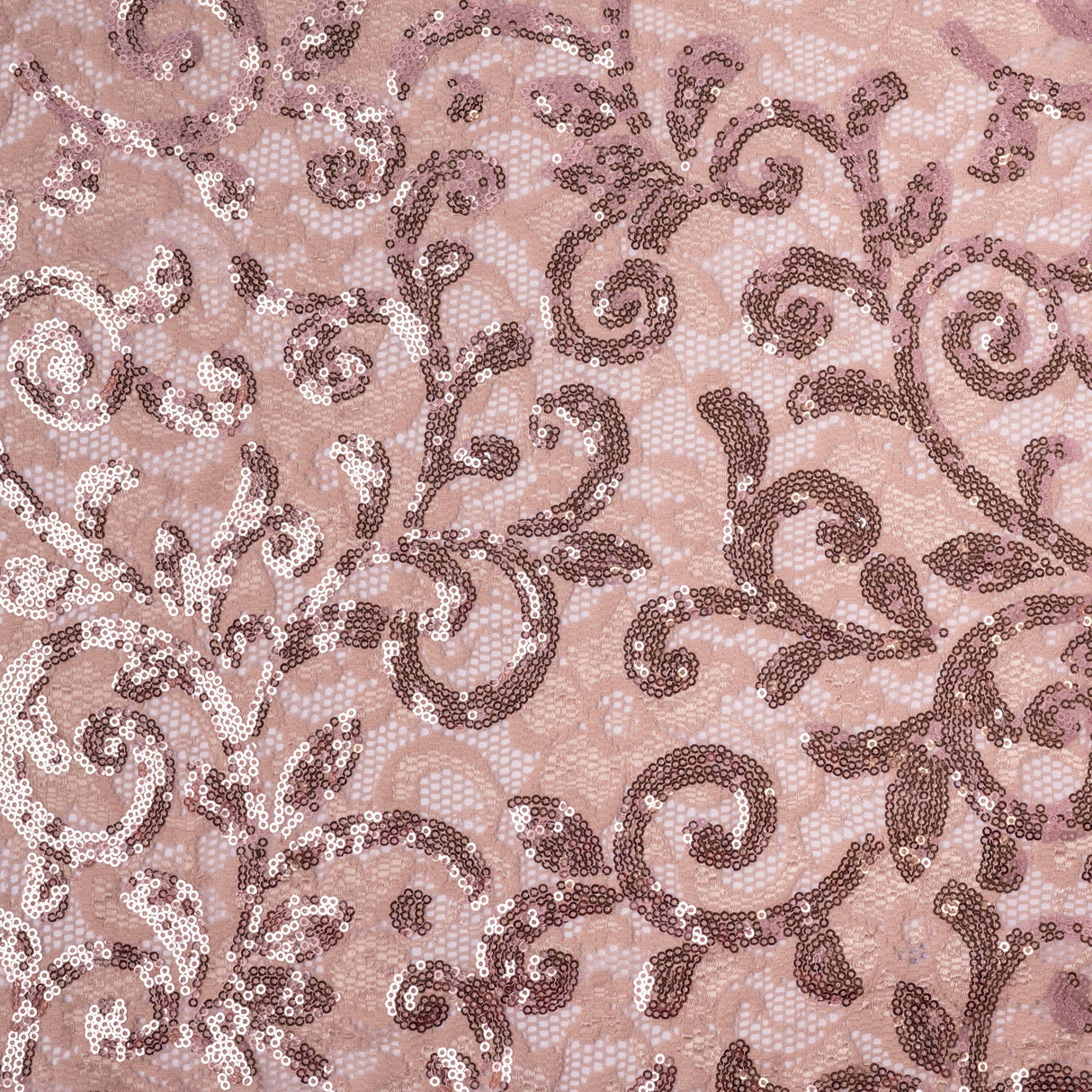 Cottage Garden Stretch Lace Sequin Fabric - Embroidered Sequin Lace, 58/60" Cut Width, 50" Usable Width (1 Yard)