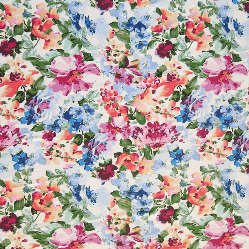 Swim Knit Cottage Garden Floral Poly Spandex Fabric