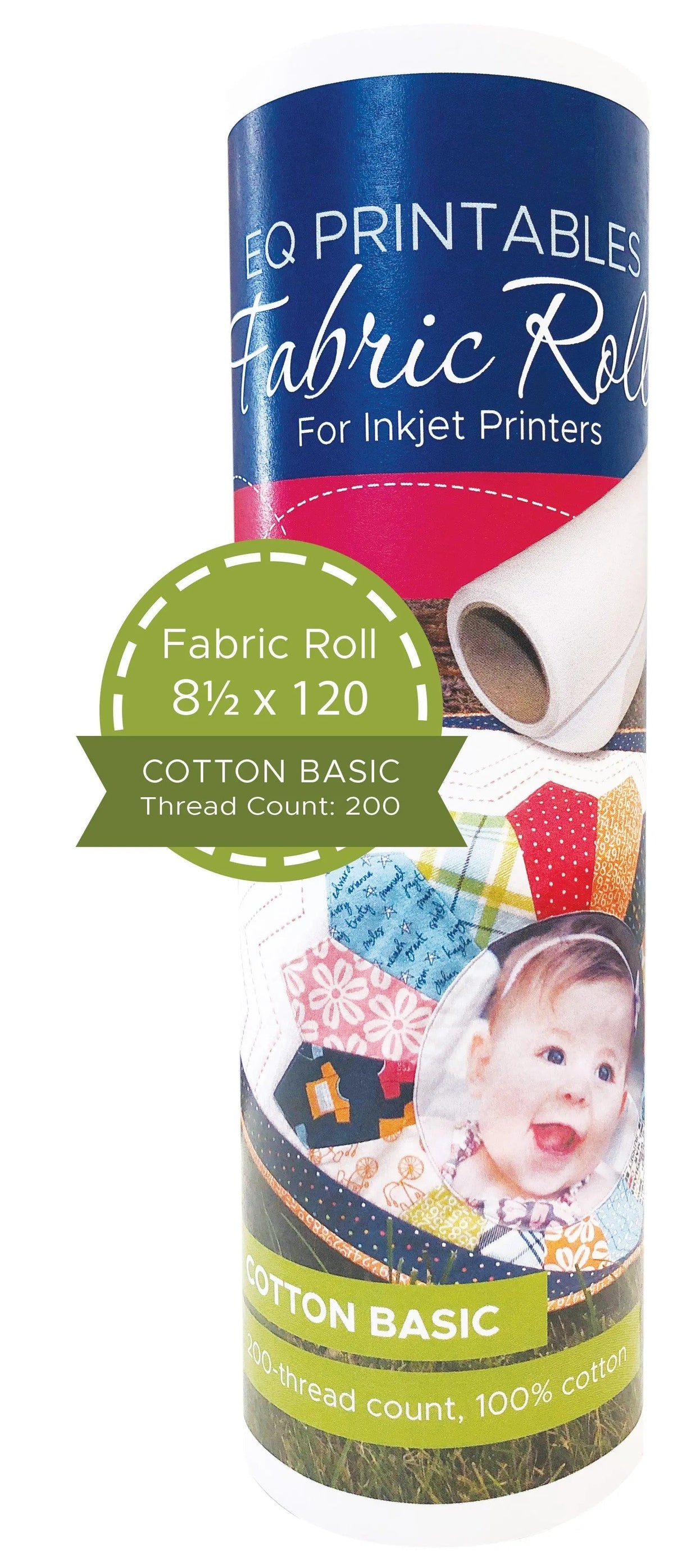 Cotton Printable Fabric Roll 8.5in x 120in White