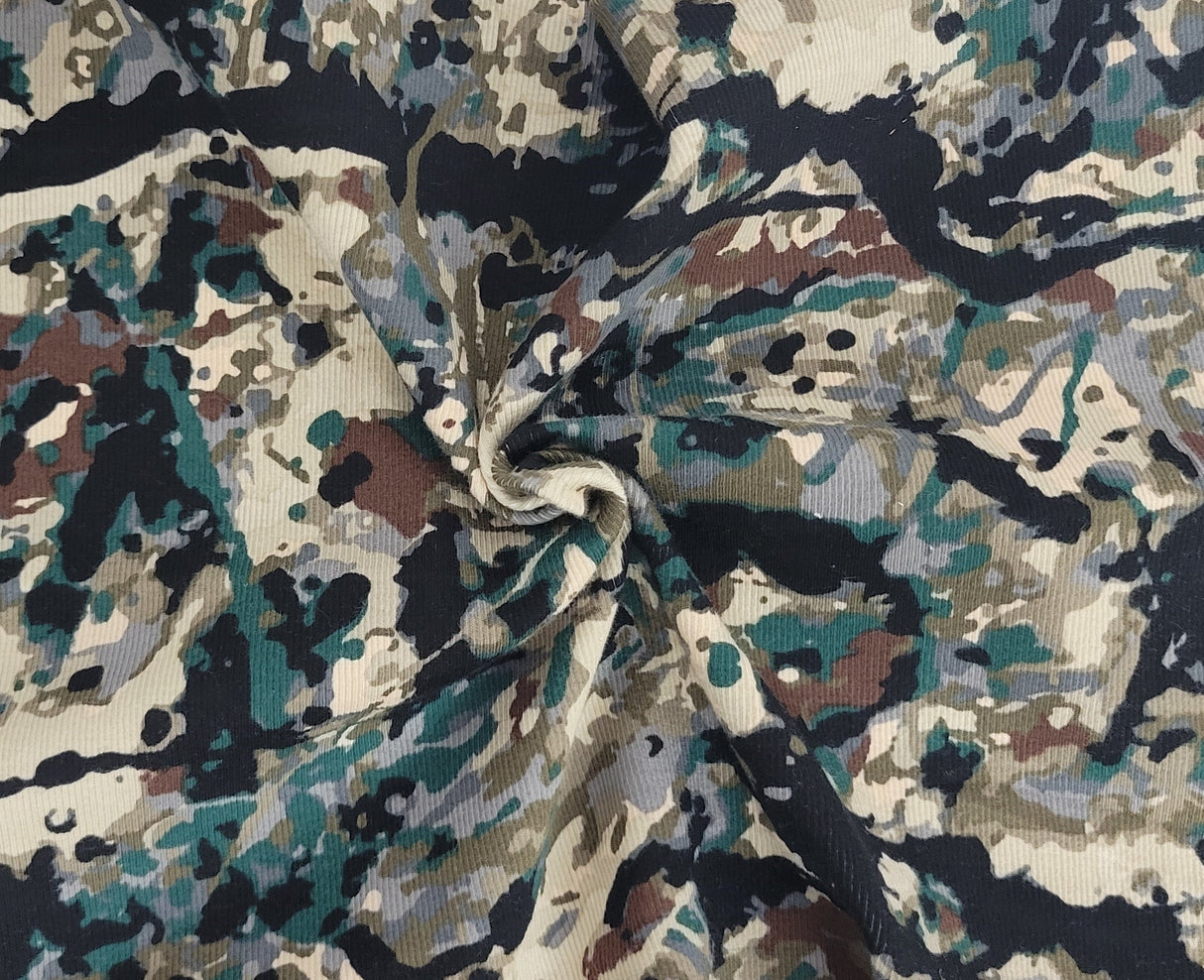 Rib Knit Cotton Spandex Camouflage Print