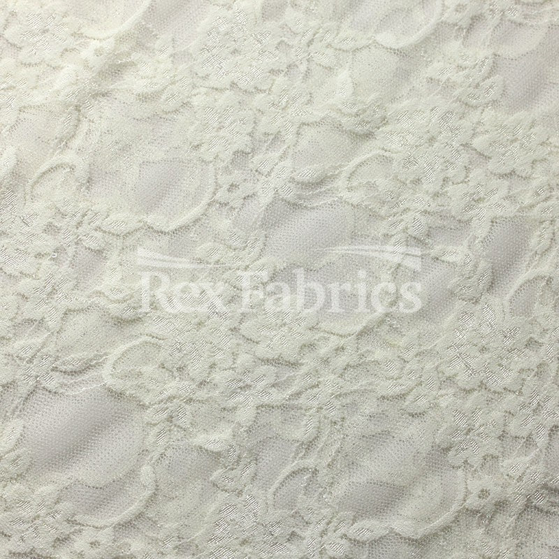 Countess Lace Nylon Spandex Fabric - 4-Way Stretch, Black, Cream, Floral Lace, 58-60" Width (1 Yard)