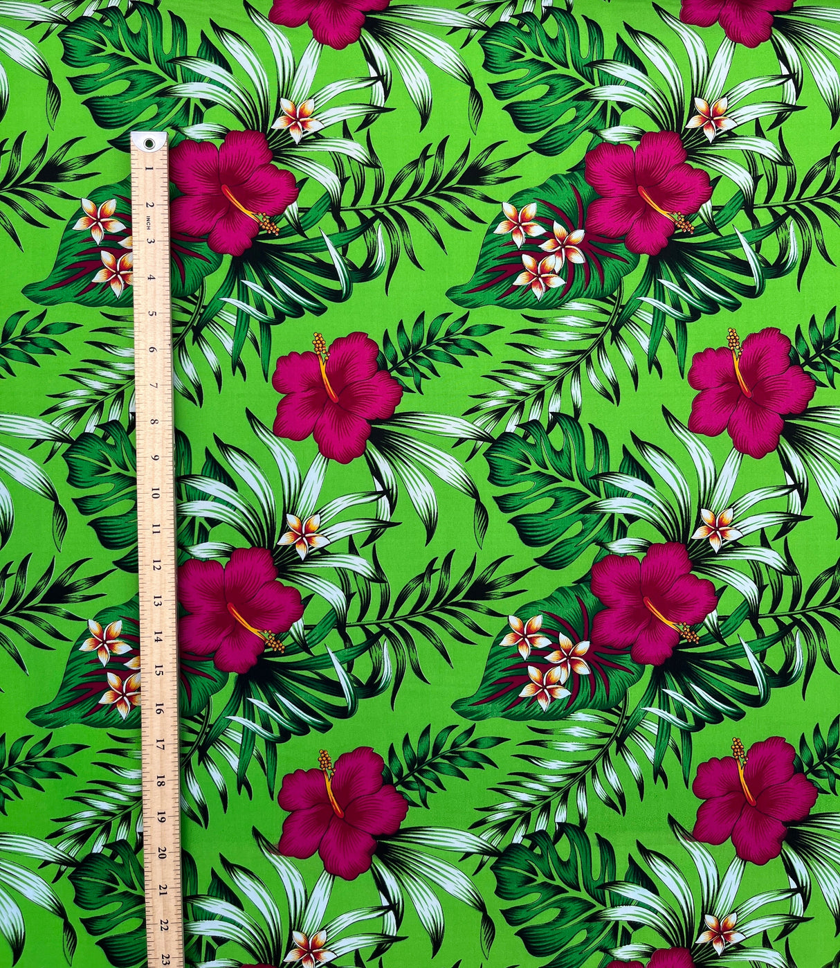 Cotton Fabric Hibiscus Plumeria Tropical Leaves Print