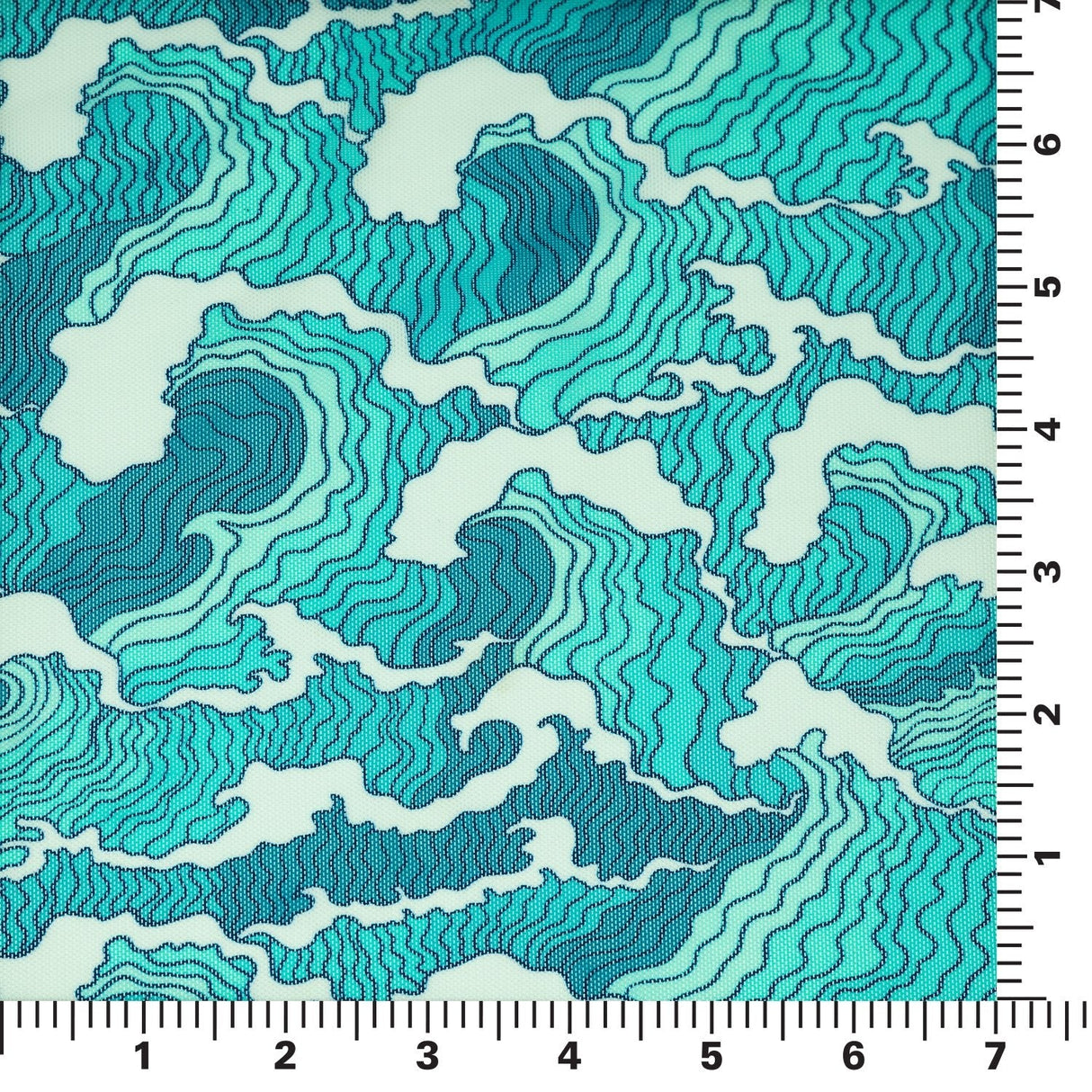 Printed Power Mesh Crazy Waves Green/Blue