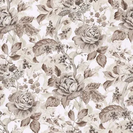 Cotton Wideback Fabric Cream Entourage Floral 108"