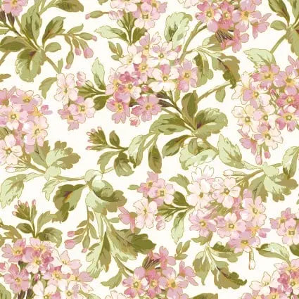 Cotton Fabric Cream Traveling Phlox 43/44"