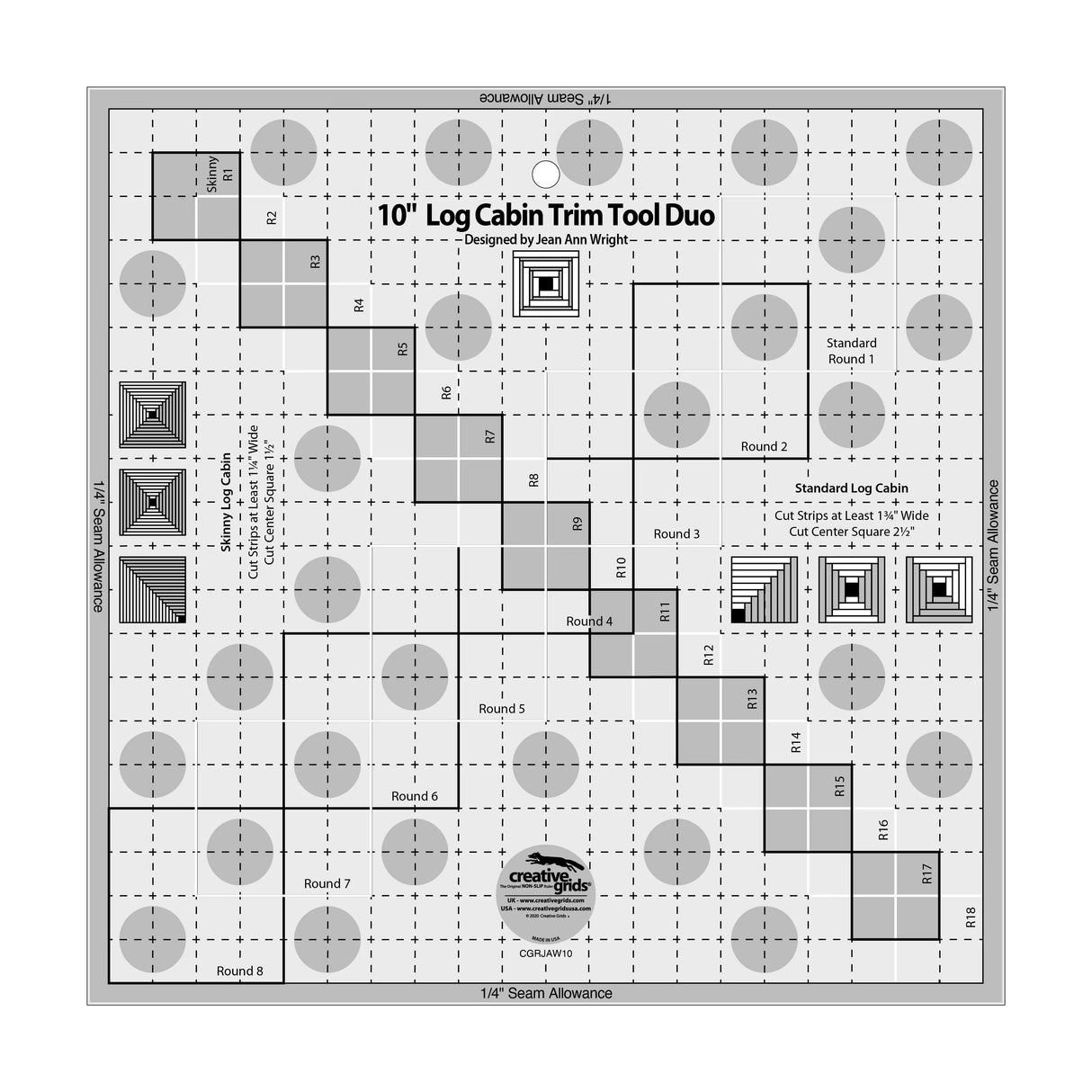 Log Cabin Trim Tool Duo 10in Ruler
