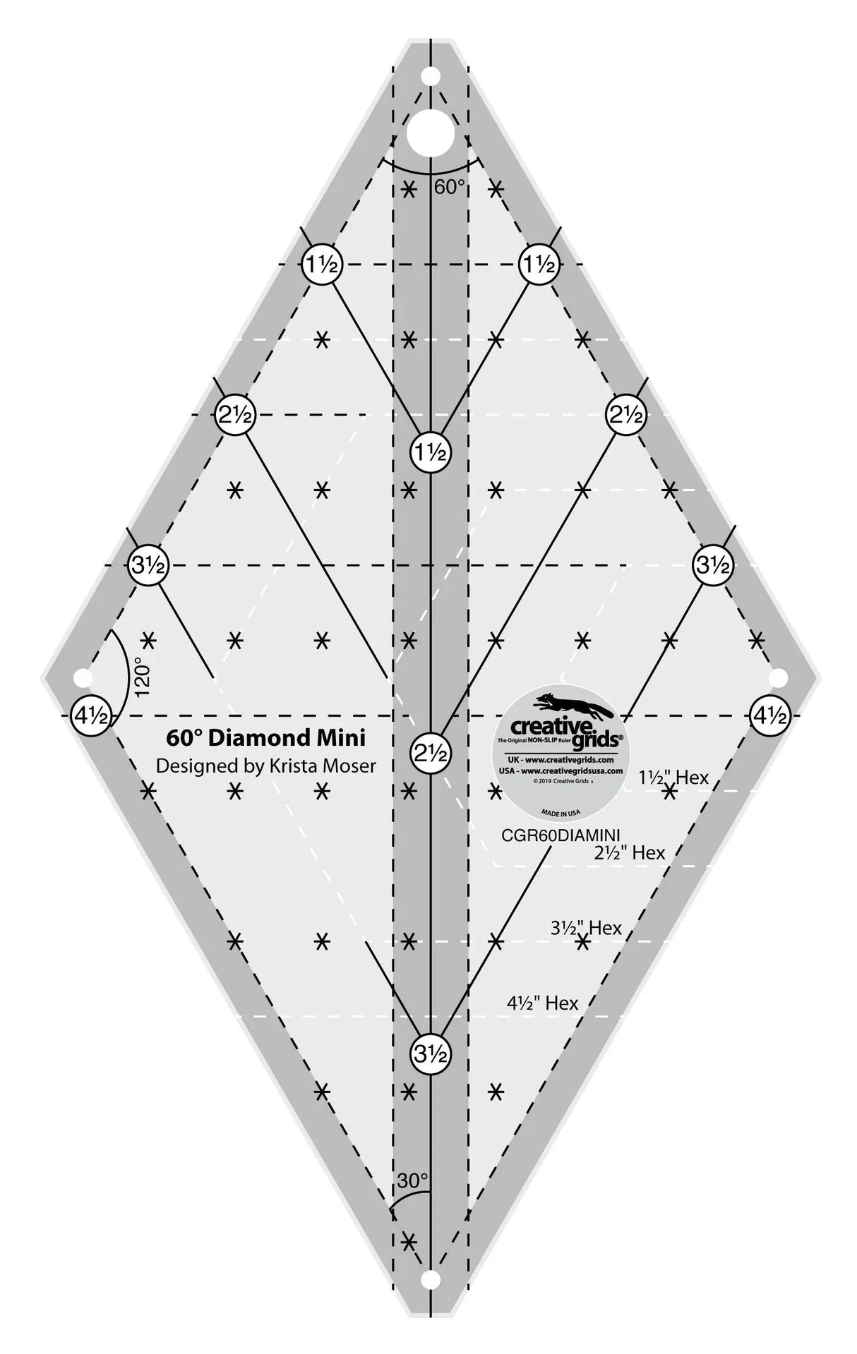 Quilting Ruler 60 Degree Mini Diamond