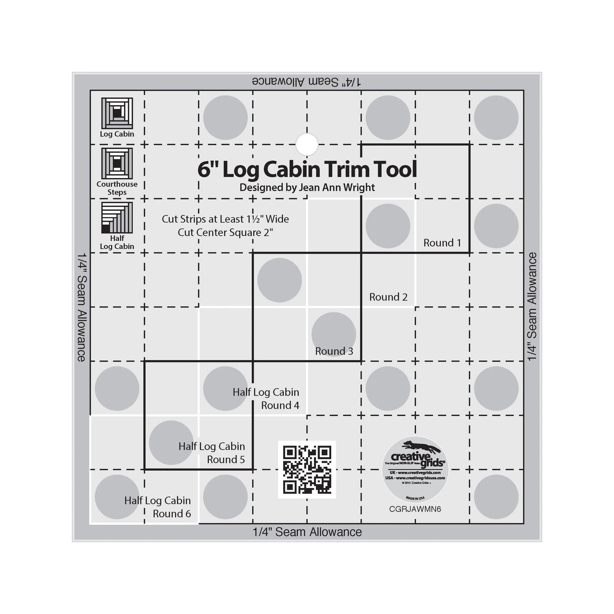 Quilt Ruler 6in Log Cabin Trim Tool