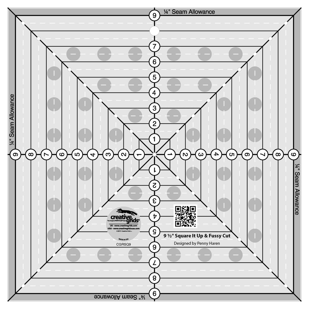 Quilt Ruler 9-1/2in Square It Up Fussy Cut