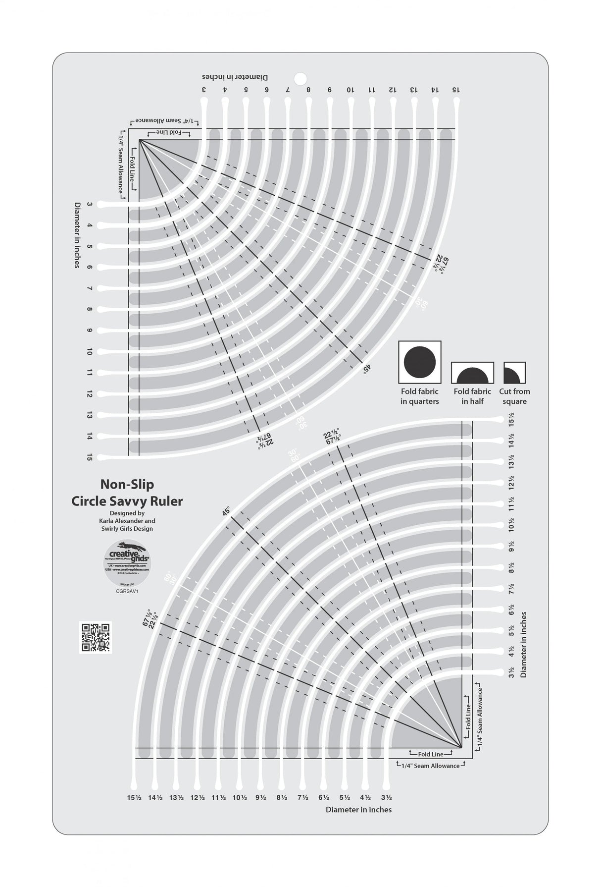Quilt Ruler Creative Grids Circle Savvy 11-3/4in x 18-1/2in
