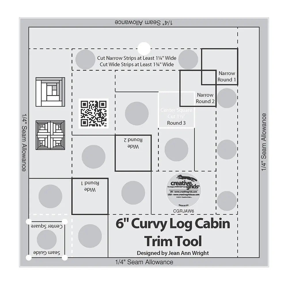 Quilt Ruler Curvy Log Cabin Trim Tool 6in