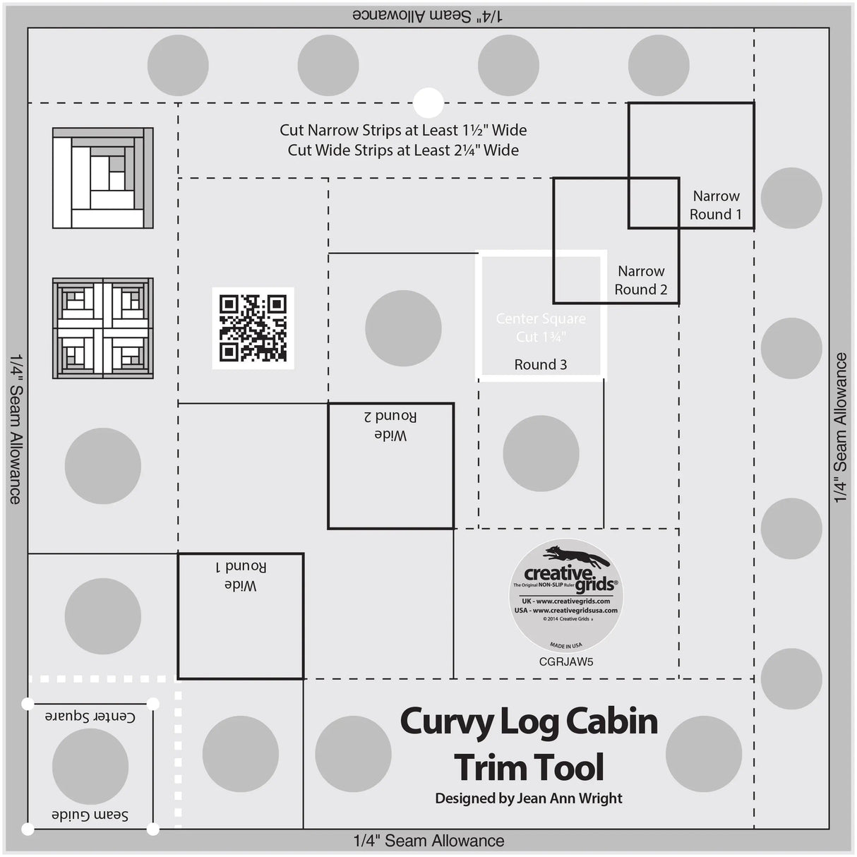 Creative Grids Curvy Log Cabin Trim Tool 8in