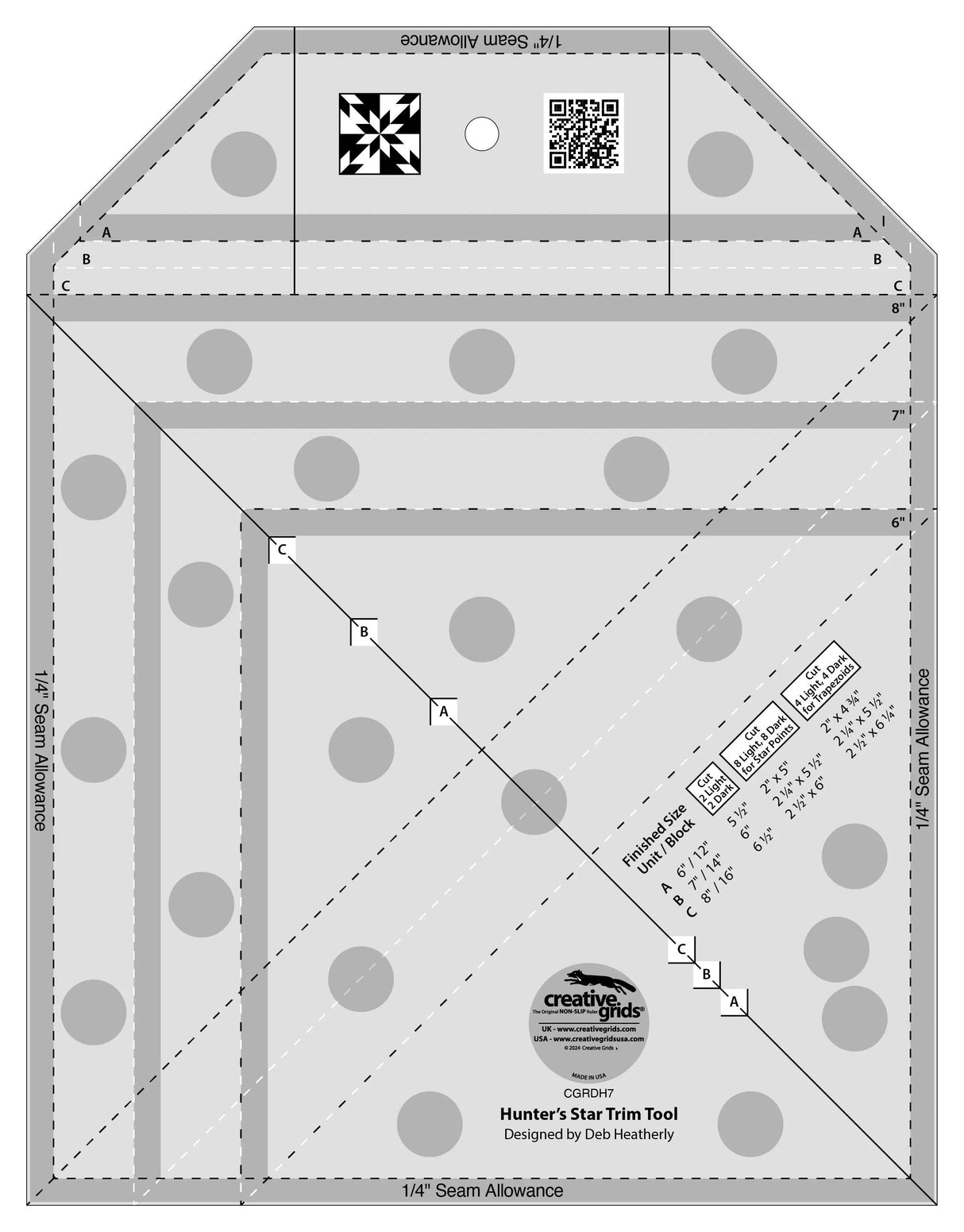 Quilting Ruler Hunter's Star Trim Tool