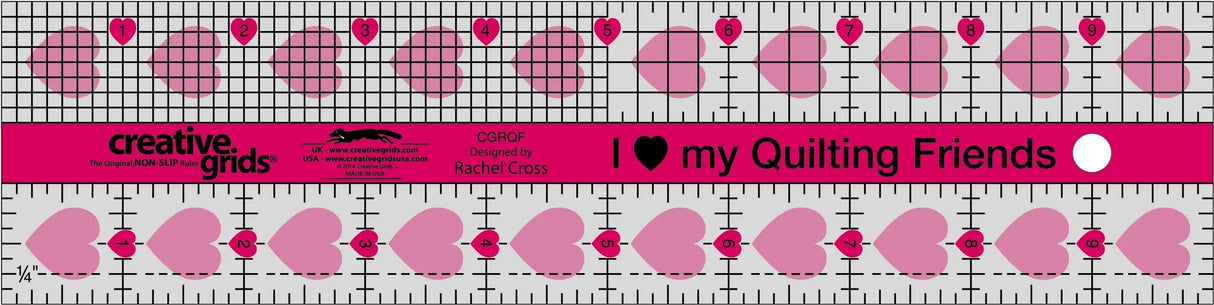 Quilt Ruler 2-1/2in x 10in Creative Grids I Love My Quilt Friends