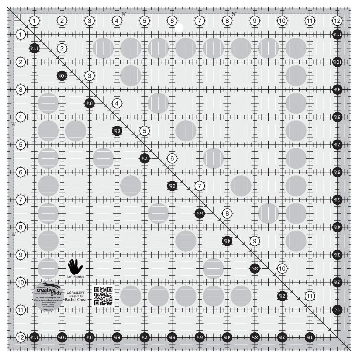 Quilt Ruler Left Handed 12-1/2in Square
